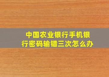 中国农业银行手机银行密码输错三次怎么办