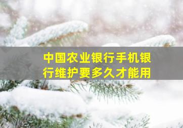 中国农业银行手机银行维护要多久才能用