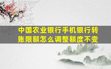 中国农业银行手机银行转账限额怎么调整额度不变