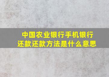 中国农业银行手机银行还款还款方法是什么意思