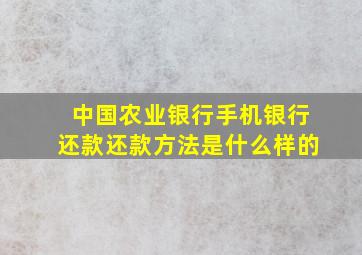 中国农业银行手机银行还款还款方法是什么样的