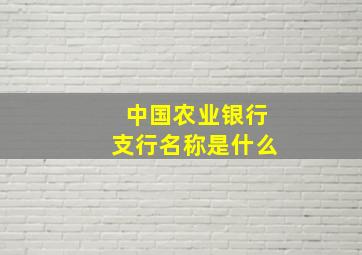 中国农业银行支行名称是什么