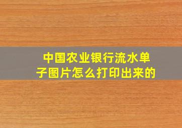 中国农业银行流水单子图片怎么打印出来的