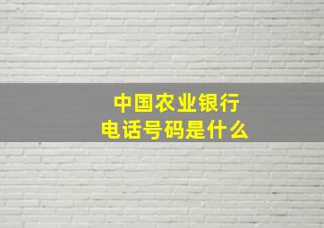 中国农业银行电话号码是什么