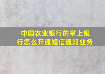 中国农业银行的掌上银行怎么开通短信通知业务