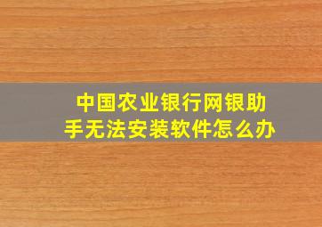 中国农业银行网银助手无法安装软件怎么办