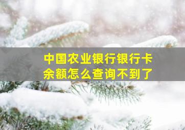 中国农业银行银行卡余额怎么查询不到了