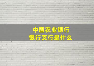 中国农业银行银行支行是什么