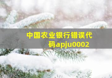 中国农业银行错误代码apju0002