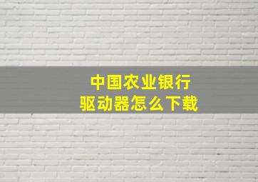 中国农业银行驱动器怎么下载