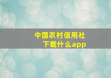 中国农村信用社下载什么app