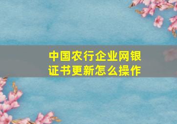 中国农行企业网银证书更新怎么操作