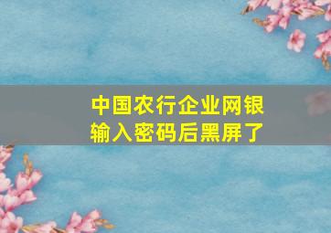 中国农行企业网银输入密码后黑屏了