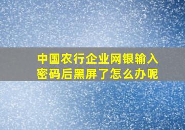 中国农行企业网银输入密码后黑屏了怎么办呢