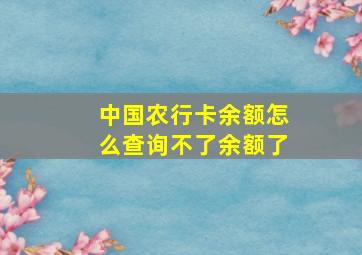 中国农行卡余额怎么查询不了余额了