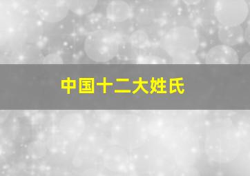 中国十二大姓氏