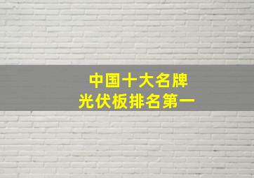 中国十大名牌光伏板排名第一