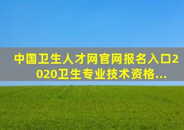 中国卫生人才网官网报名入口2020卫生专业技术资格...