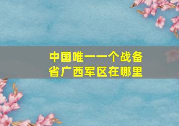 中国唯一一个战备省广西军区在哪里