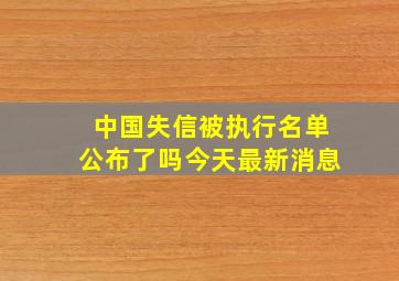 中国失信被执行名单公布了吗今天最新消息