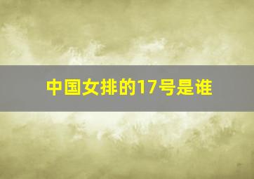 中国女排的17号是谁