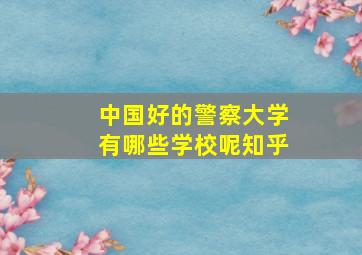 中国好的警察大学有哪些学校呢知乎