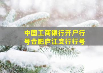 中国工商银行开户行号合肥庐江支行行号