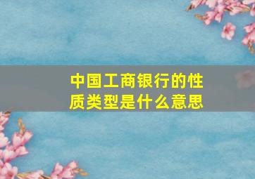 中国工商银行的性质类型是什么意思