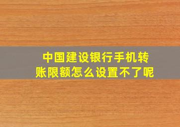 中国建设银行手机转账限额怎么设置不了呢