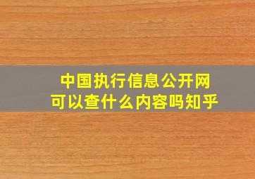 中国执行信息公开网可以查什么内容吗知乎