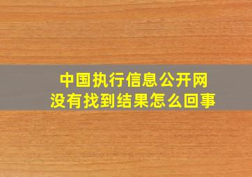 中国执行信息公开网没有找到结果怎么回事