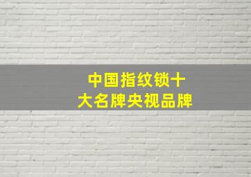 中国指纹锁十大名牌央视品牌