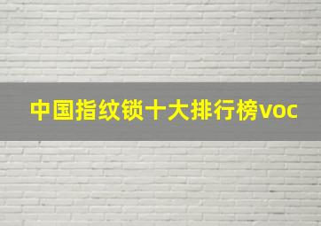 中国指纹锁十大排行榜voc