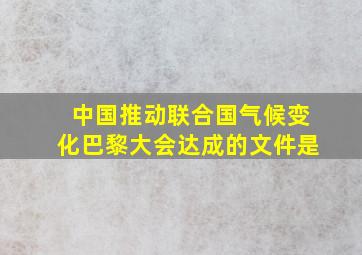 中国推动联合国气候变化巴黎大会达成的文件是