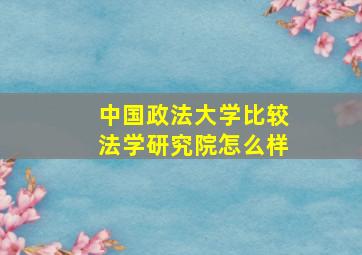 中国政法大学比较法学研究院怎么样