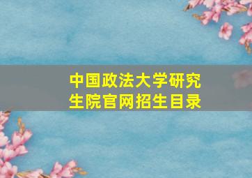 中国政法大学研究生院官网招生目录