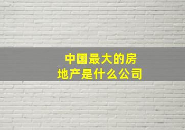 中国最大的房地产是什么公司