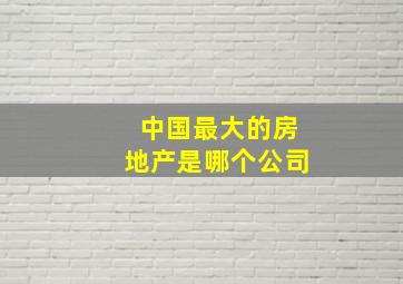 中国最大的房地产是哪个公司