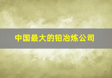 中国最大的铅冶炼公司