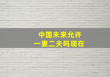 中国未来允许一妻二夫吗现在