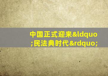 中国正式迎来“民法典时代”