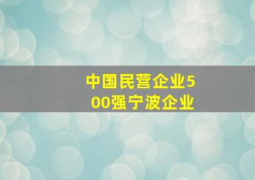 中国民营企业500强宁波企业