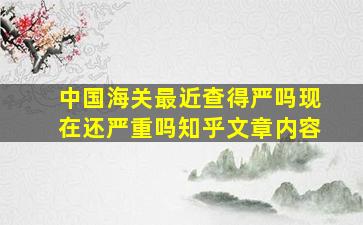 中国海关最近查得严吗现在还严重吗知乎文章内容