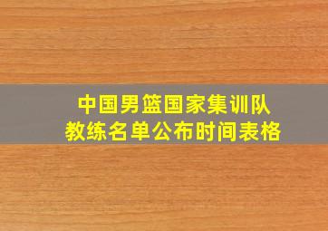 中国男篮国家集训队教练名单公布时间表格