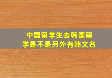 中国留学生去韩国留学是不是另外有韩文名