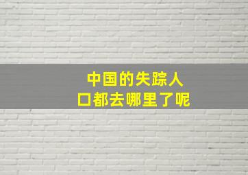 中国的失踪人口都去哪里了呢