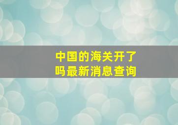 中国的海关开了吗最新消息查询