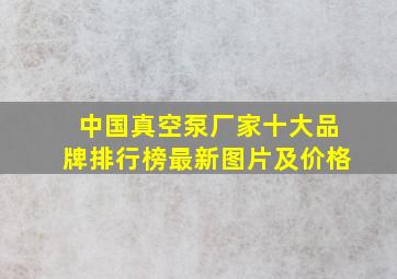 中国真空泵厂家十大品牌排行榜最新图片及价格