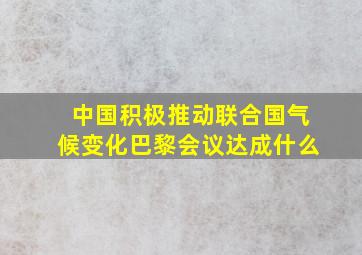 中国积极推动联合国气候变化巴黎会议达成什么