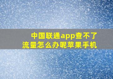 中国联通app查不了流量怎么办呢苹果手机